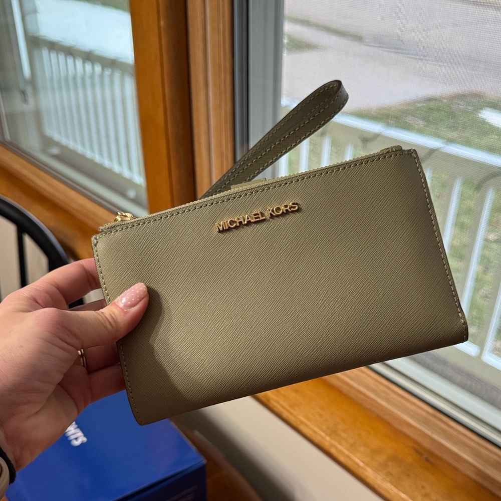 Michael Kors Olive Wristlet with Gold Accents - Picture 4 of 4